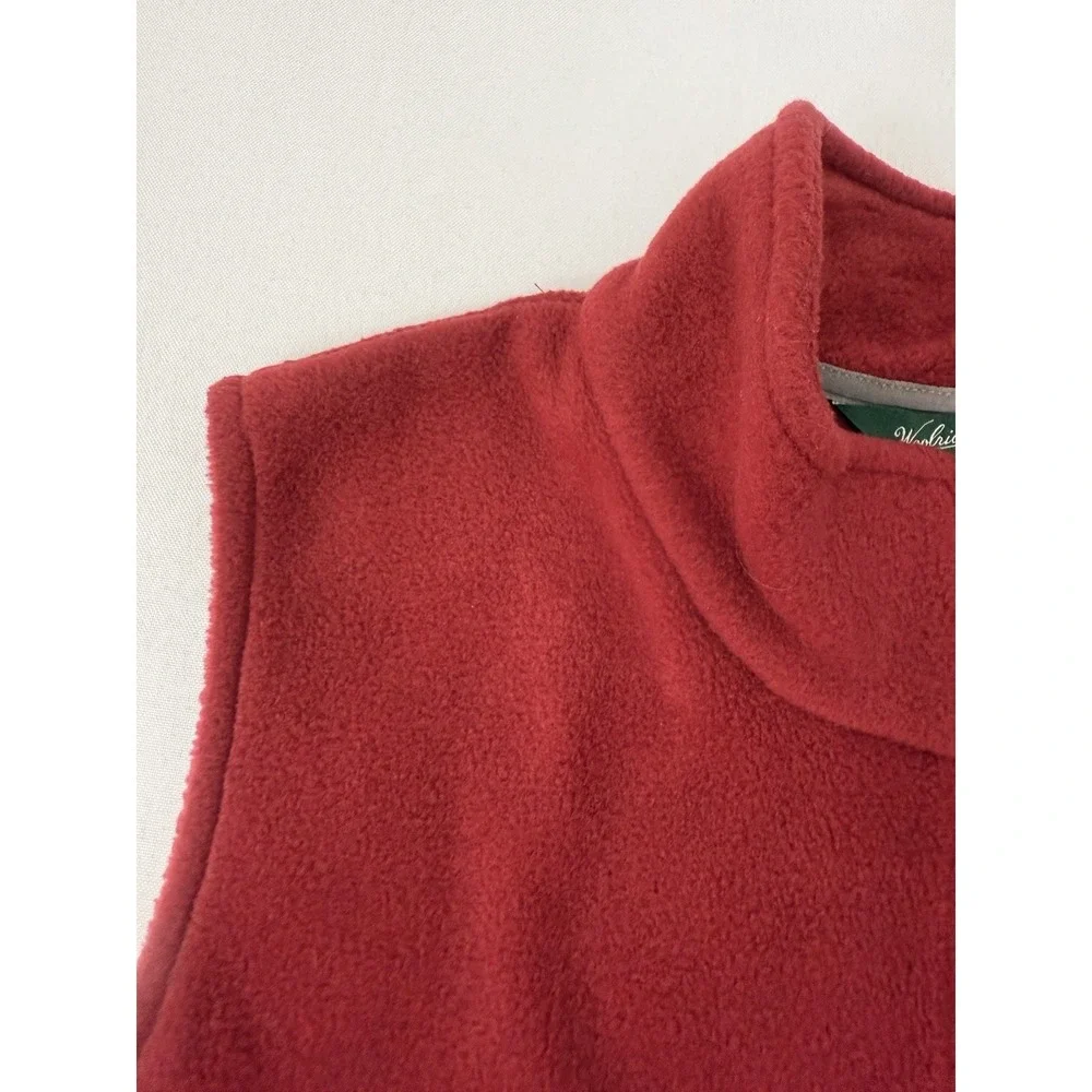 Woolrich Fleece Vest Red Ruby Full Zip Side Pockets‎ Womens Size L